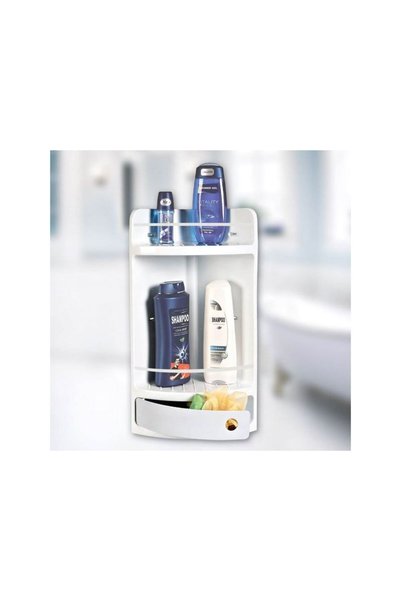 OEM Raft pentru Baie din Plastic Alb cu Sertar 29x18x41cm