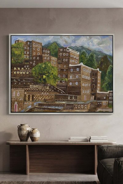 Jasmine Art Rijal Almaa Heritage Village Architecture Wall Art | Landscape Fr...