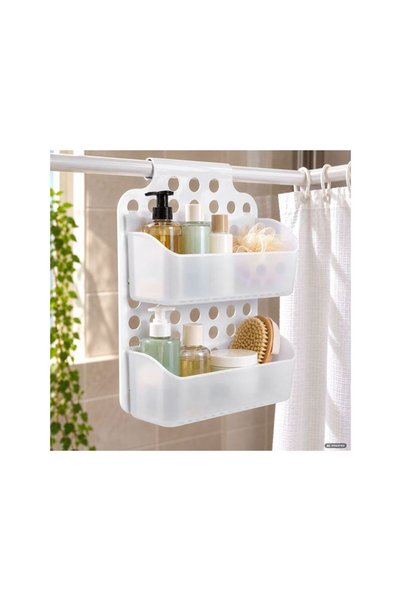OEM White Plastic Bathroom Shelf with 2 Tiers 25x9x35cm