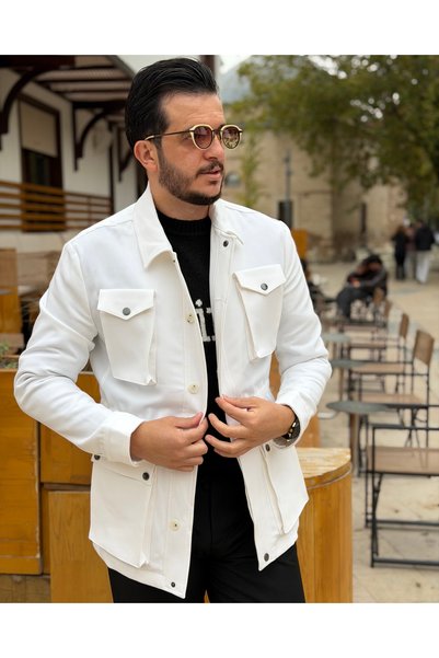Avni Ceylan Erkek Kısa Trençkot Dört Cepli Düğmeli Ve Çıtçıtlı Mevsimlik Ceket