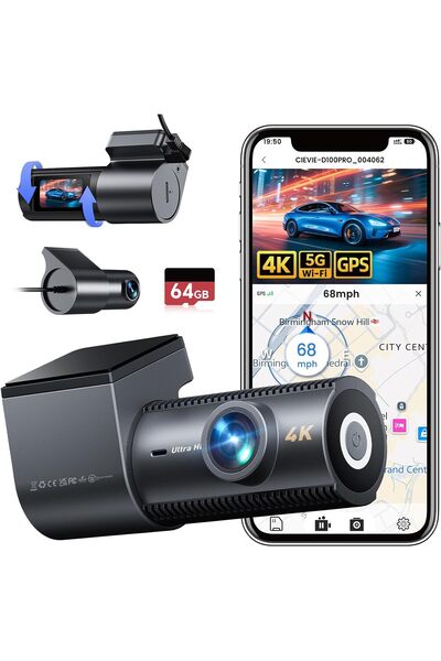 GENERAL كاميرا داش كام بدقة 4K للسيارات، مع نظام تحديد المواقع العالمي (GPS) ...