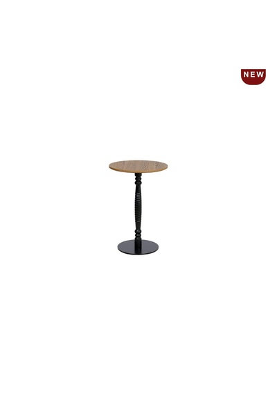 IN HOME STORE ترابيزة جانبية بتصميم كلاسيكي سطح خشبي وقاعدة سوداء