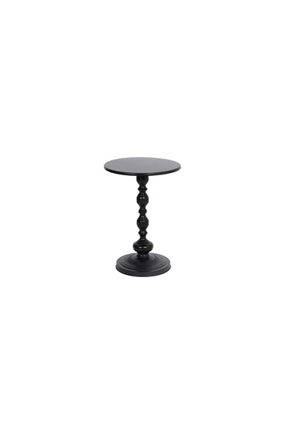 IN HOME STORE طاولة جانبية بتصميم عمود مزخرف معدن أسود