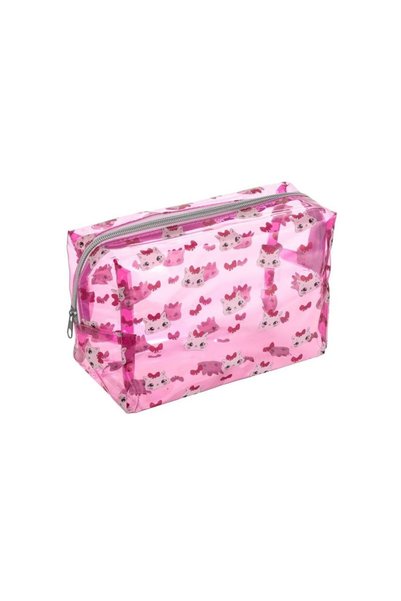 Jumbo Transparent Fuchsia Eyeshadow Palette with Cat Pattern for Kids 22x10x14cm