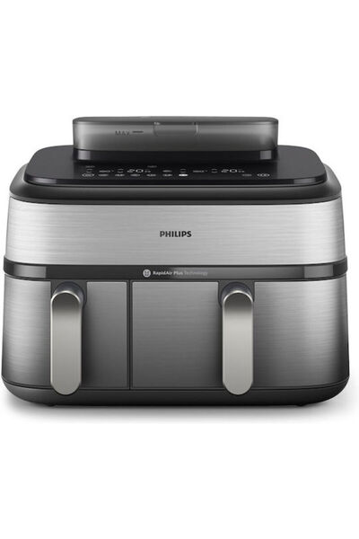 Philips Φριτέζα Αέρος με Διπλό Αποσπώμενο Κάδο 9 λίτρων Ασημί NA555/00