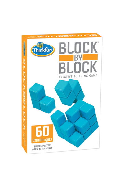 ThinkFun Логическа игра с 60 предизвикателства и 3D пъзели, - Блок по блок, 8...