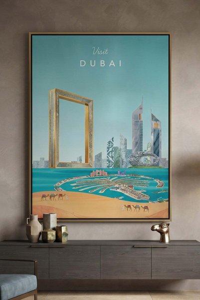 Jasmine Art The Dubai Frame Architecture Wall Art | Portrait Framed Canvas Pr...