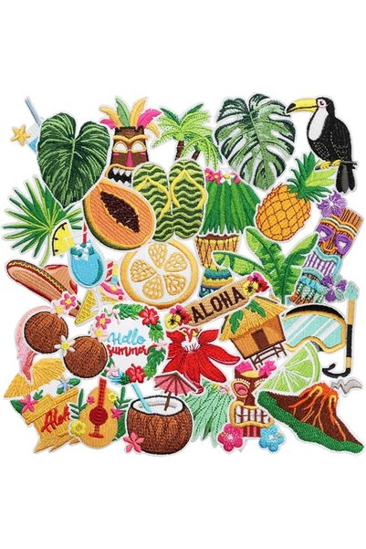 NALACAL 32pcs Summer Hawaii Iron/Sew on Patches, Cute Funny Embroidered Appli...