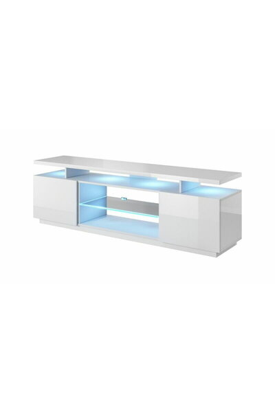 Other Έπιπλο τηλεόρασης Cama Meble Eva, 180x40x56, MDF-PAL, Γυαλιστερό λευκό
