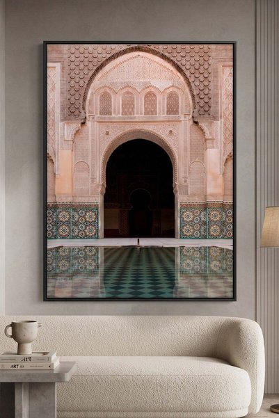 Jasmine Art Ben Youssef Madrasa Architecture Wall Art | Portrait Framed Canva...