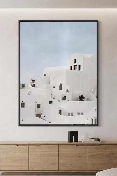 Jasmine Art Whitewashed Architecture Wall Art | Portrait Framed Canvas Print ...