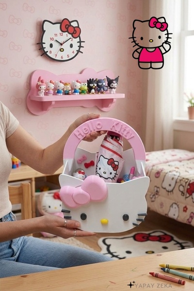Hello Kitty Büyük Boy Ivır Zıvır Kutusu Organizer Masaüstü veya Duvar Askılı ...