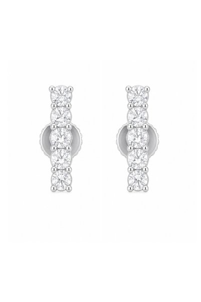 Jolie Silver Cercei Damă din Argint 925, Jolie Silver, Model Baghetă cu 5 Pie...