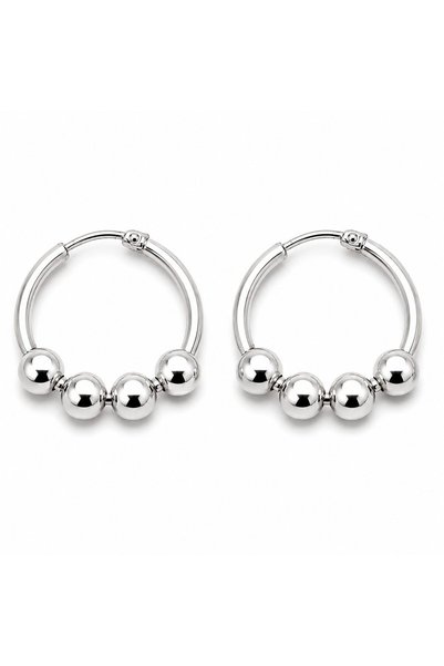 Jolie Silver Cercei pentru Dama, Jolie, Argint 925, Model Creole cu 4 Bilute,...