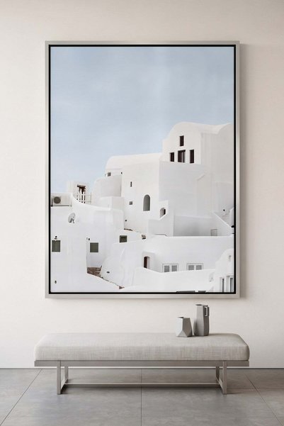 Jasmine Art Whitewashed Architecture Wall Art | Portrait Framed Canvas Print ...