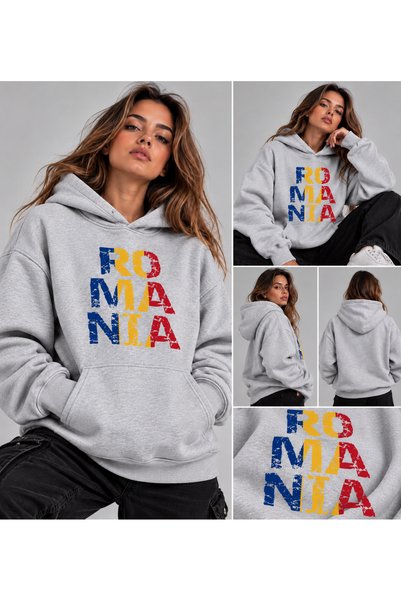 ENB1R MODA هانوراك رومانيا سترة رياضية فاخرة بقلنسوة مطبوعة وتفاصيل جيب، مقاس...