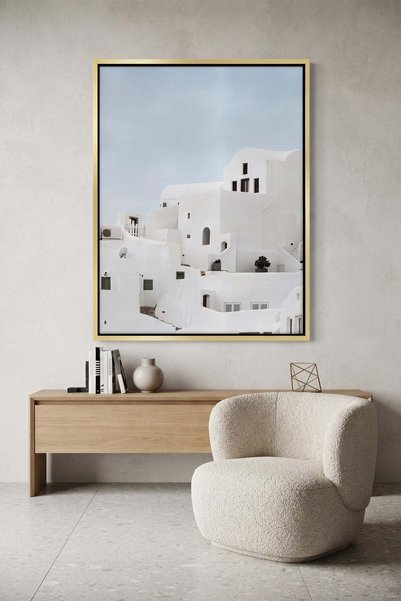 Jasmine Art Whitewashed Architecture Wall Art | Portrait Framed Canvas Print ...