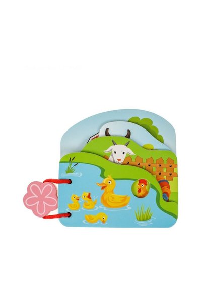 OEM Wooden Educational Book Farm Animals 12x12cm - 4F