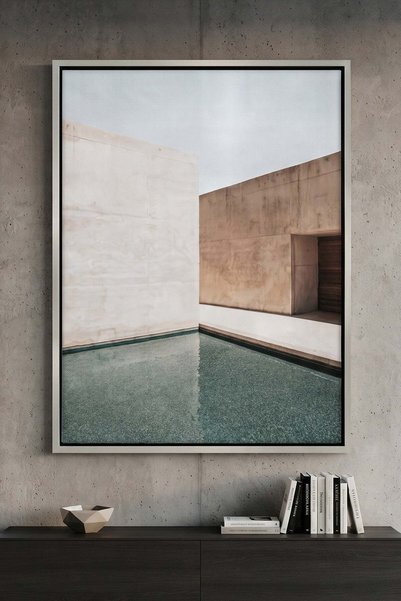 Jasmine Art Minimalist Brutalist Architecture Wall Art | Portrait Framed Canv...