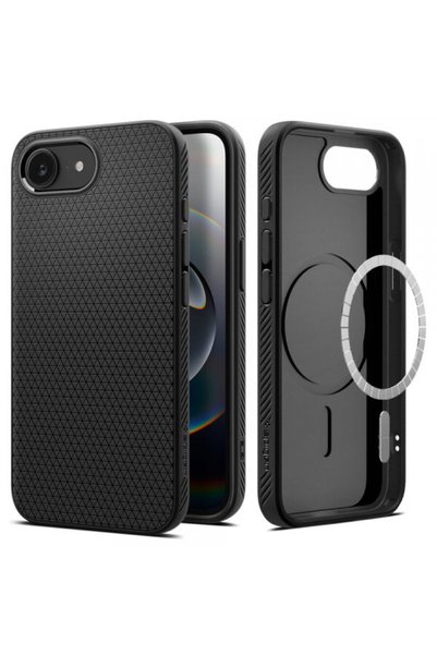 Spigen Husa MagSafe pentru Apple iPhone 17e / 16e, Spigen, Liquid Air, Neagra...