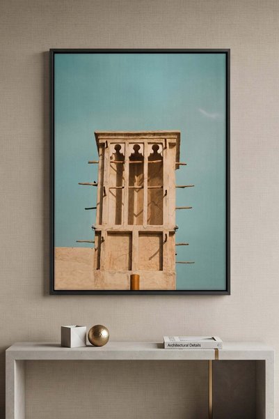 Jasmine Art Heritage Wind Tower Architecture Wall Art | Portrait Framed Canva...