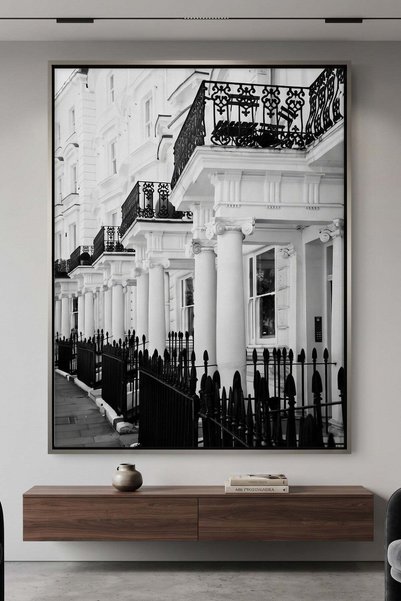 Jasmine Art Classic London Townhouses Architecture Wall Art | Portrait Framed...