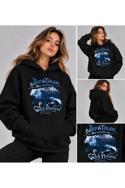 ENB1R MODA Hanorac Romania Unisex Oversized Printed Hooded Pocket Detail Prem...