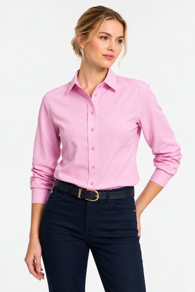 kzy giyim Women's Pink Long Sleeve Slim Shirt.