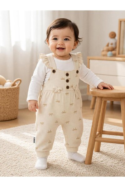 yekıa baby Kurdeleli Salopet Bebek Takım