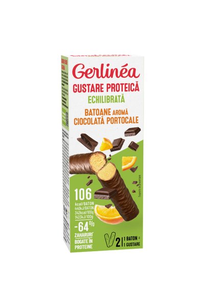 Gerlinea Batoane proteice, Ciocolată și Portocale, 62g (2x31g)