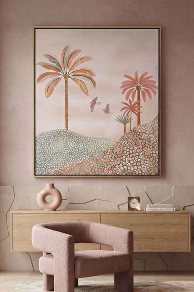 Jasmine Art Boho Palms Architecture Wall Art | Portrait Framed Canvas Print |...