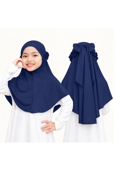 synshop وشاح أزرق للفتيات الصغيرات مستورد، عملي وسهل الارتداء، غطاء رأس ذكي، ...