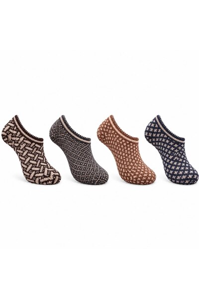 Generic Brand Men's Home Slippers Set of 4 |   Geometric Patterned Knitted Lo...