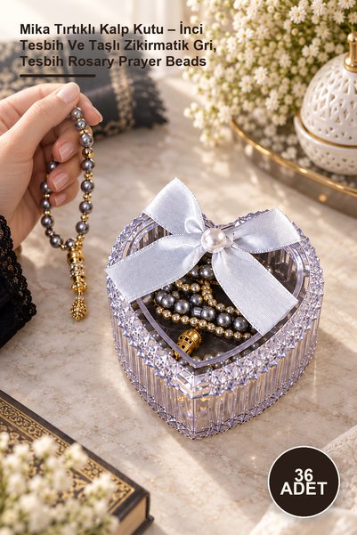 Yenilig 36 Pieces of Mica Serrated Box – Pearl Prayer Beads and Stone Zikirma...