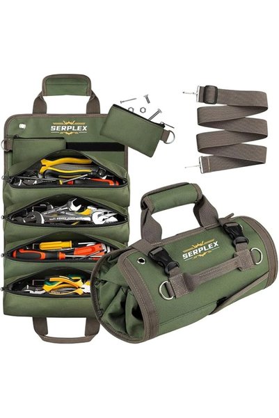HASTHIP Tool Bag Tools Storage Bag Portable Roll Up Multi Compartment Tools B...