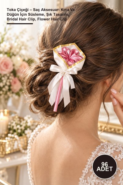 Yenilig 96 قطعة من زهرة التوكا - إكسسوار للشعر، زينة للحناء وحفلات الزفاف، تص...