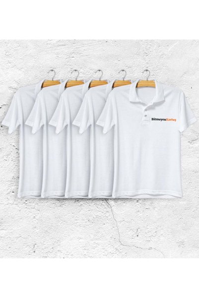 Bk Gift 10Pcs for Firms 1St Quality Logo Printed White Polo Collar T-Shirt