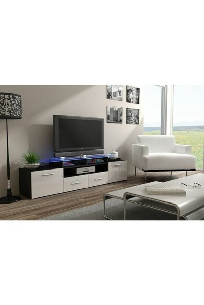 Other Comoda TV Cama Meble Evora 200, Wenge-Alb lucios
