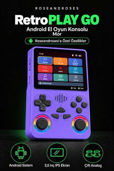 RoseandRoses RetroPlay Go Android El Oyun Konsolu (Mor)