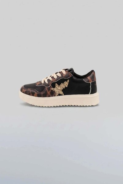 TWINSET Sneakers damă cu imprimeu leopard din piele ecologică