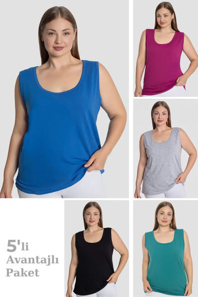 Armoris Women's Cotton Plus Size Thick Strap Undershirt Colorful 5-Pack Cloth...