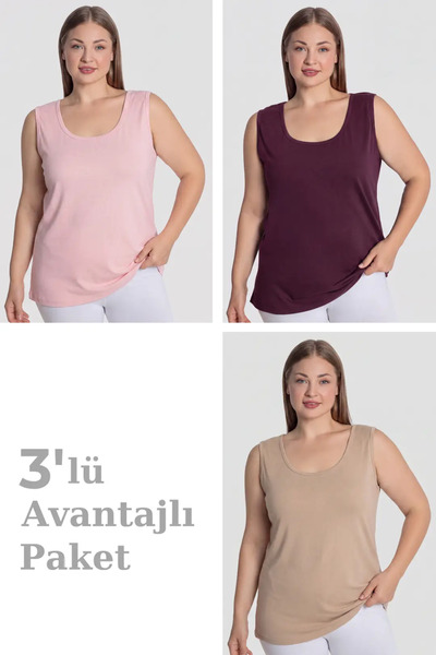 Armoris Special Series Women's Cotton Plus Size Thick Strap Undershirt 3-Pack...