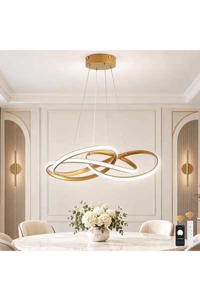 Garwarm مصباح معلق LED بقوة 53 واط، ثريا ذهبية عصرية مع جهاز تحكم عن بعد وتطبيق