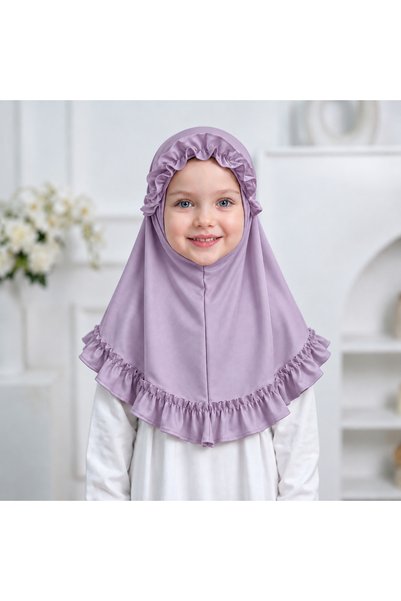 synshop وشاح أرجواني فاتح للفتيات الصغيرات مستورد، عملي وسهل الارتداء، غطاء ر...