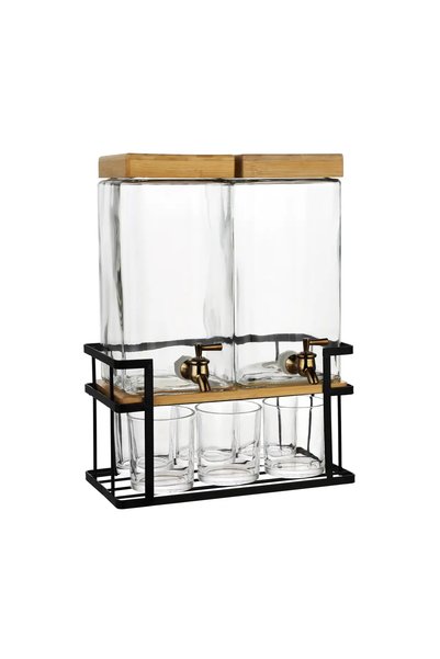 La Maison Glass Dispensr W/Black Iron Stand Set, 38110C