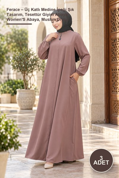 Yenilig 3 Pieces of Ferace – Three-Layered Medina Silk Stylish Design, Hijab ...