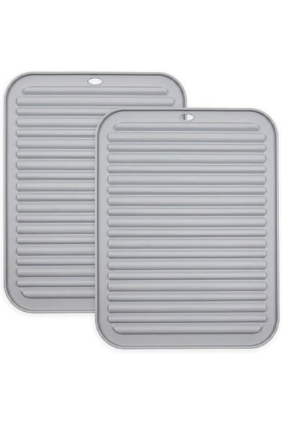 SAGREENY 2 Pack Silicone Kitchen Drainage Mat, 30x23 cm Heat Resistant Counte...