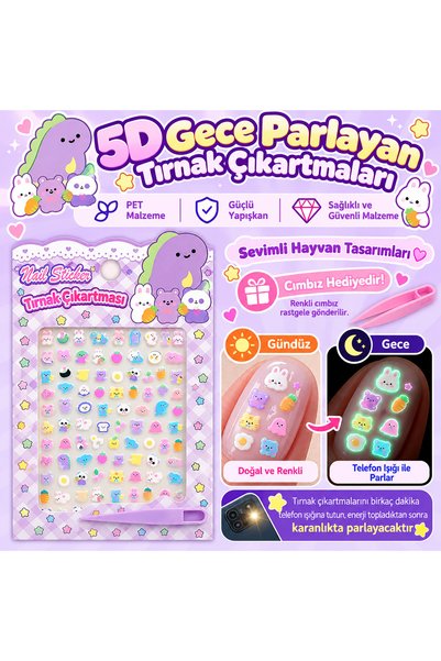EDELFU Telefon Kamera, Tırnak Stickerı Kabartmalı Minik Yapışkanlı Fosforlu Sticker (Cımbızlı) (5D) (1 Minik Sayfa) (iPhone)