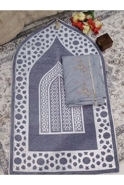 Generic Brand طقم صلاة أنيق (سجادة فاخرة مع شرشف صلاة مطرز وسبحة