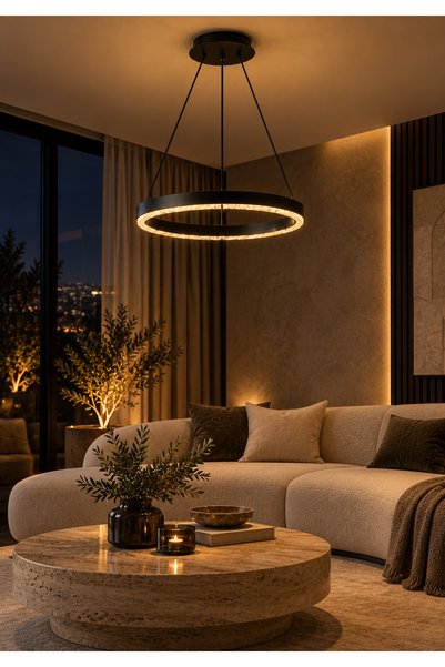 Generic Brand ثريا أورا رينغ قطر 30 سم LED ثلاث الوان اضاءة 20w